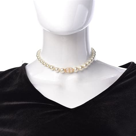 christian dior choker chain|Christian Dior pearl choker necklace.